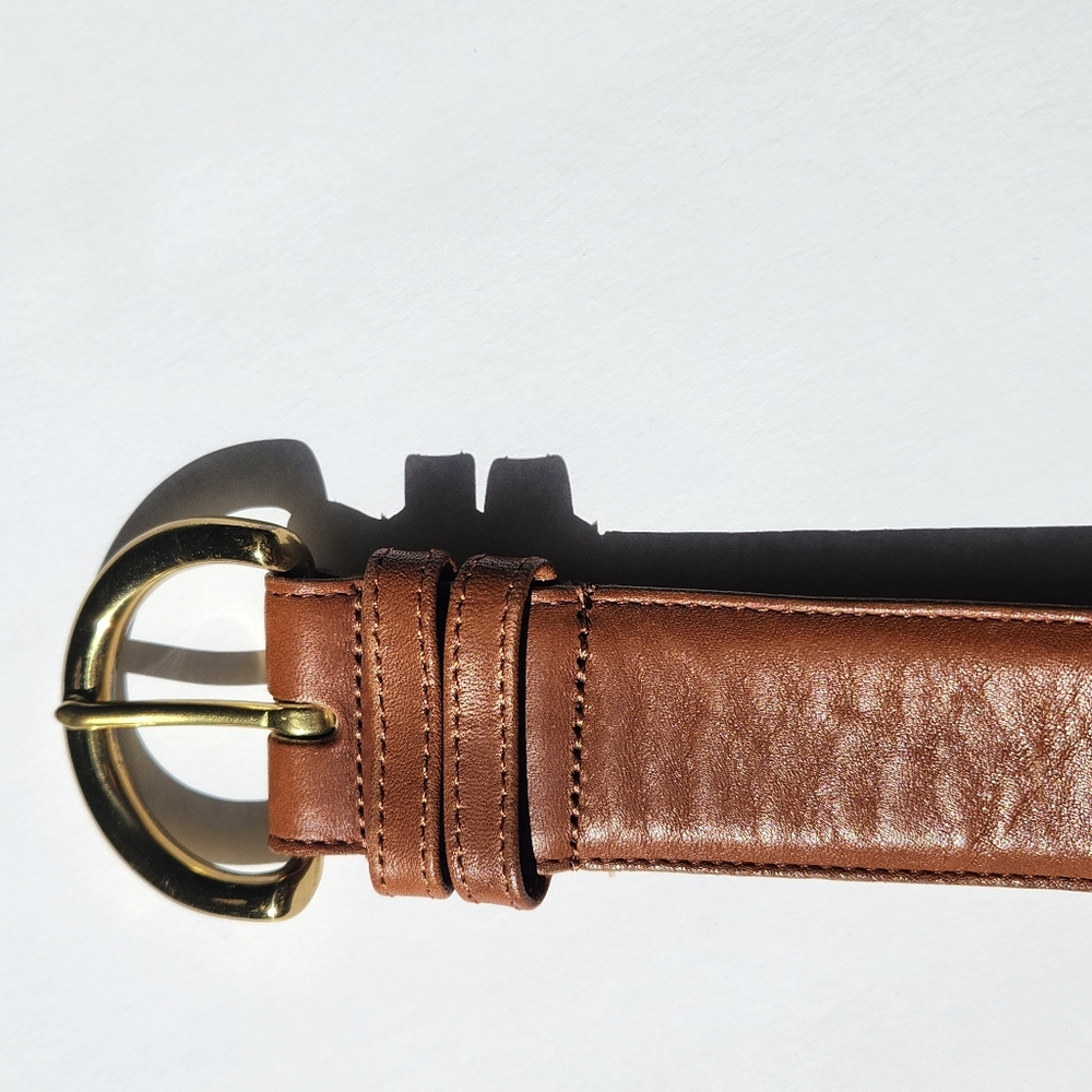 Coach Tan Leather Belt with Gold Buckle - Picture 2 of 9